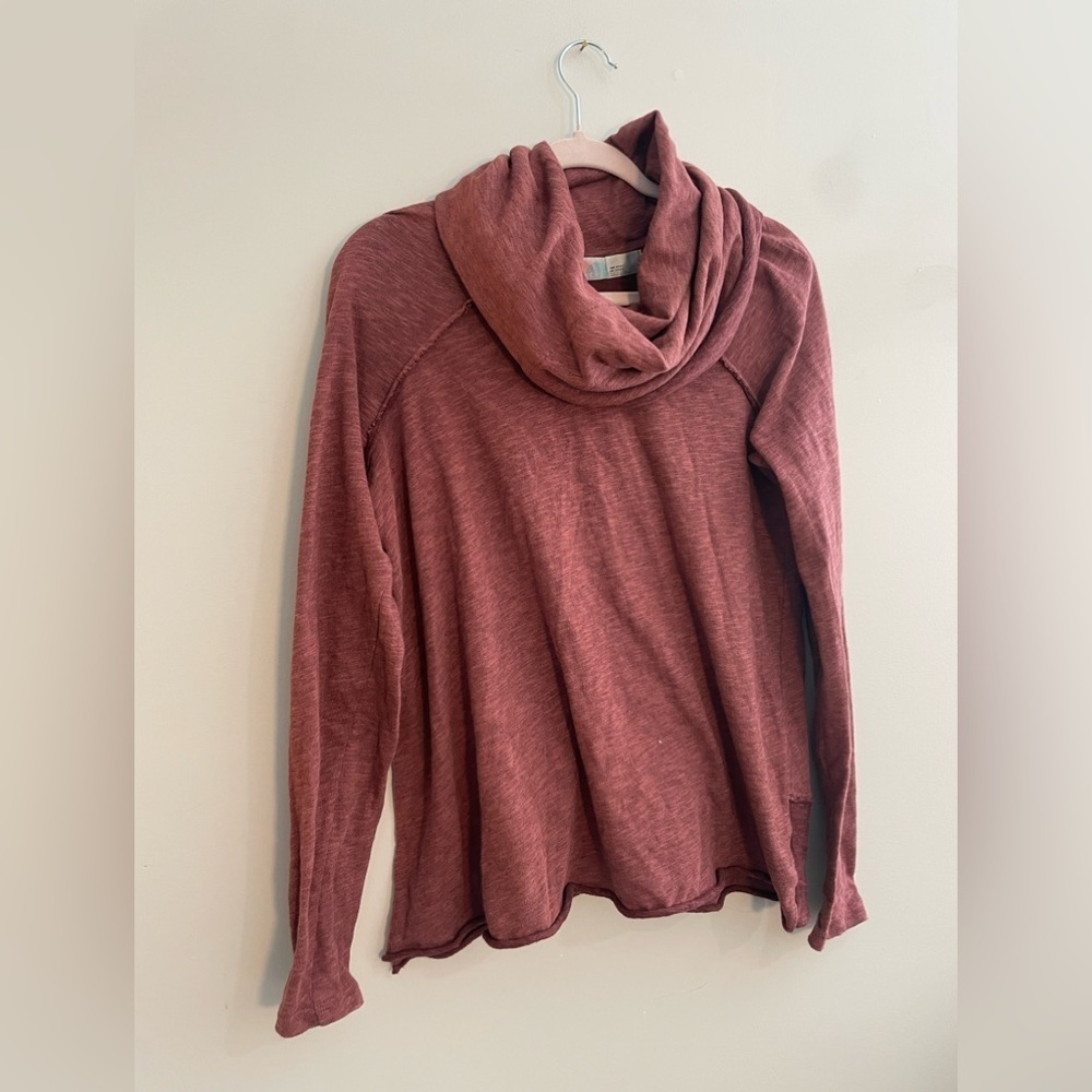 Free People Beach Mauve Long Sleeve Cowl Neck Loose Sweater Cover-up